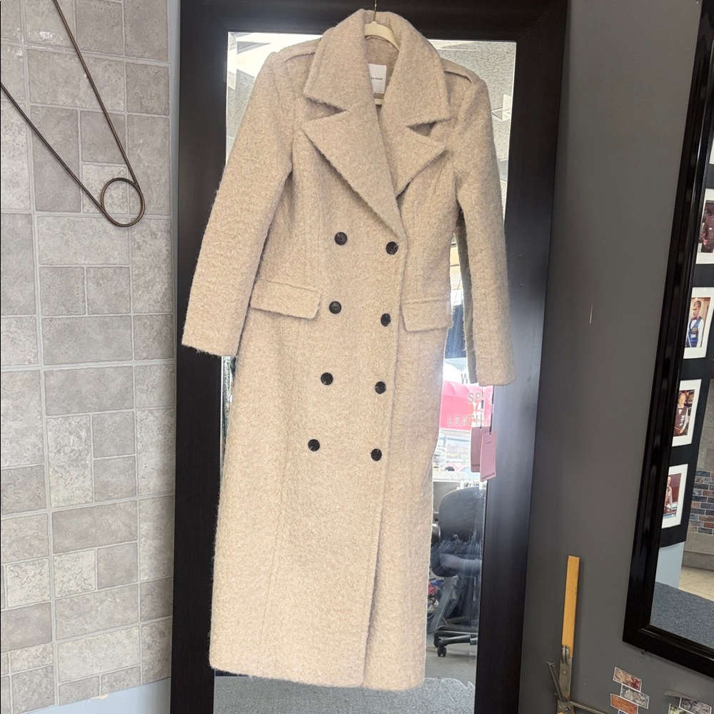 Avec Les Filles Cream Teddy Double-Breasted Jacket